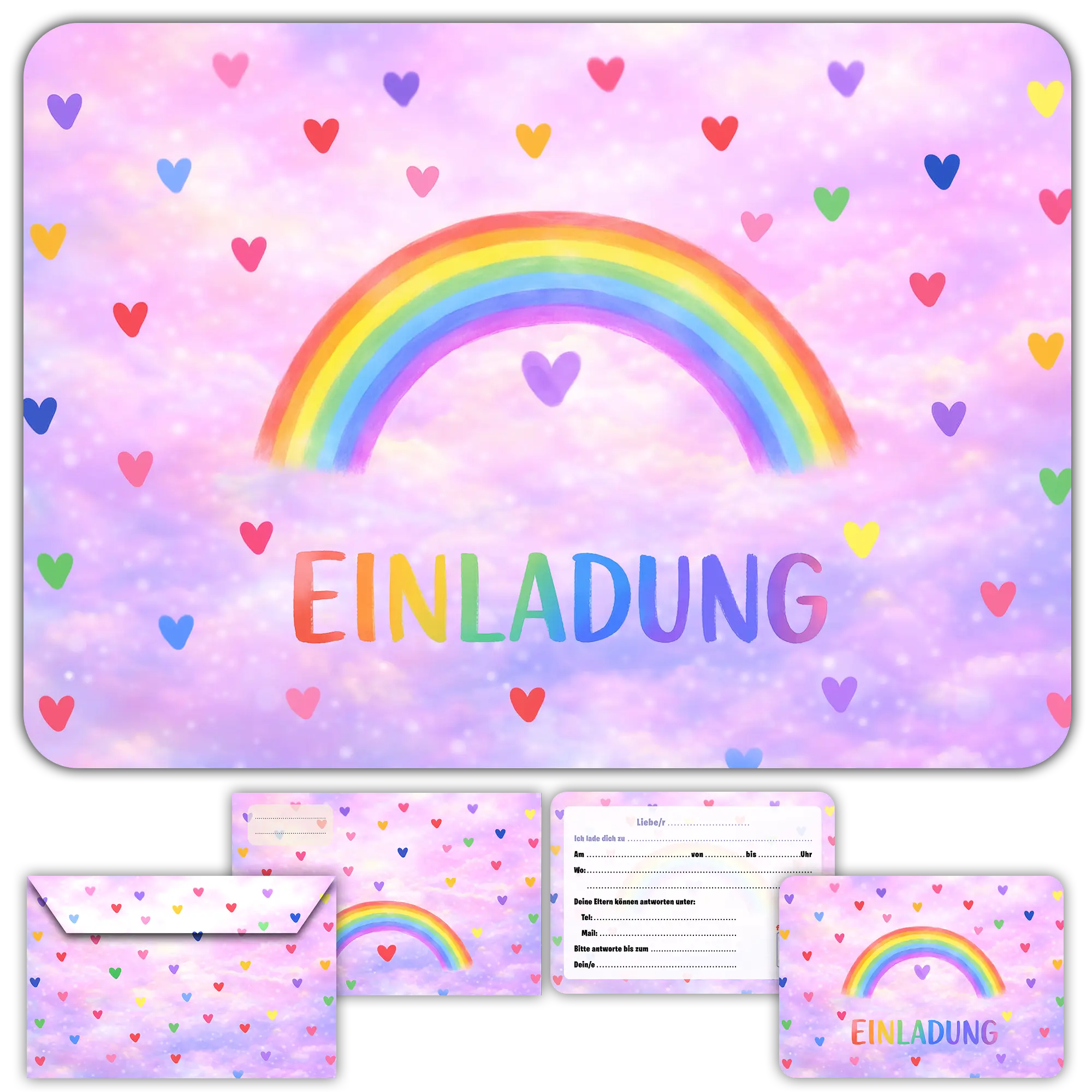 Geburtstagseinladung Regenbogen Kinder