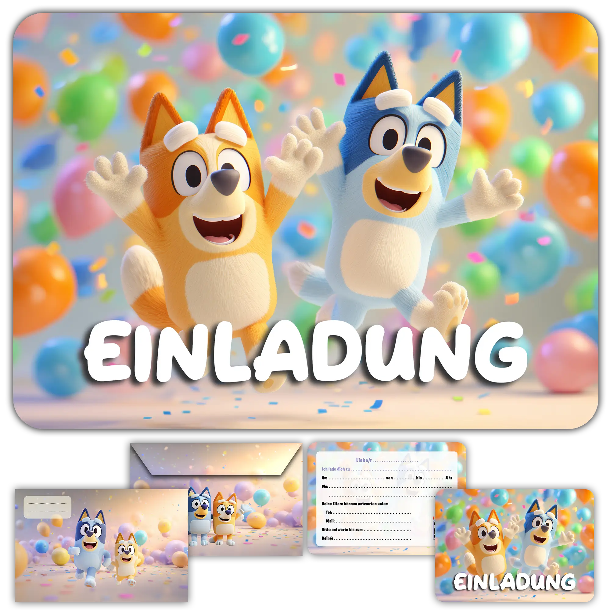 Geburtstagseinladung Bluey Kinder