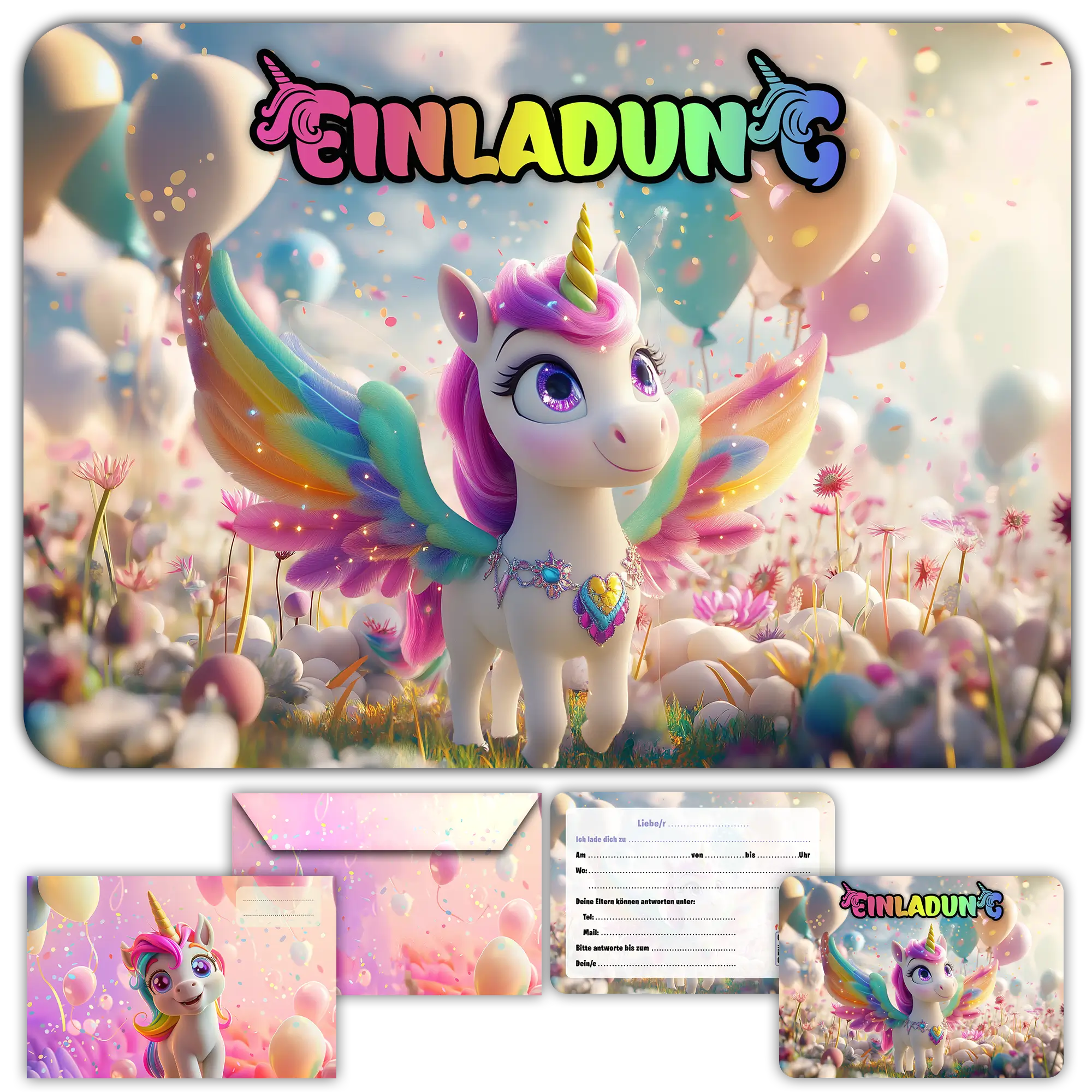Geburtstagseinladung Einhorn Kinder