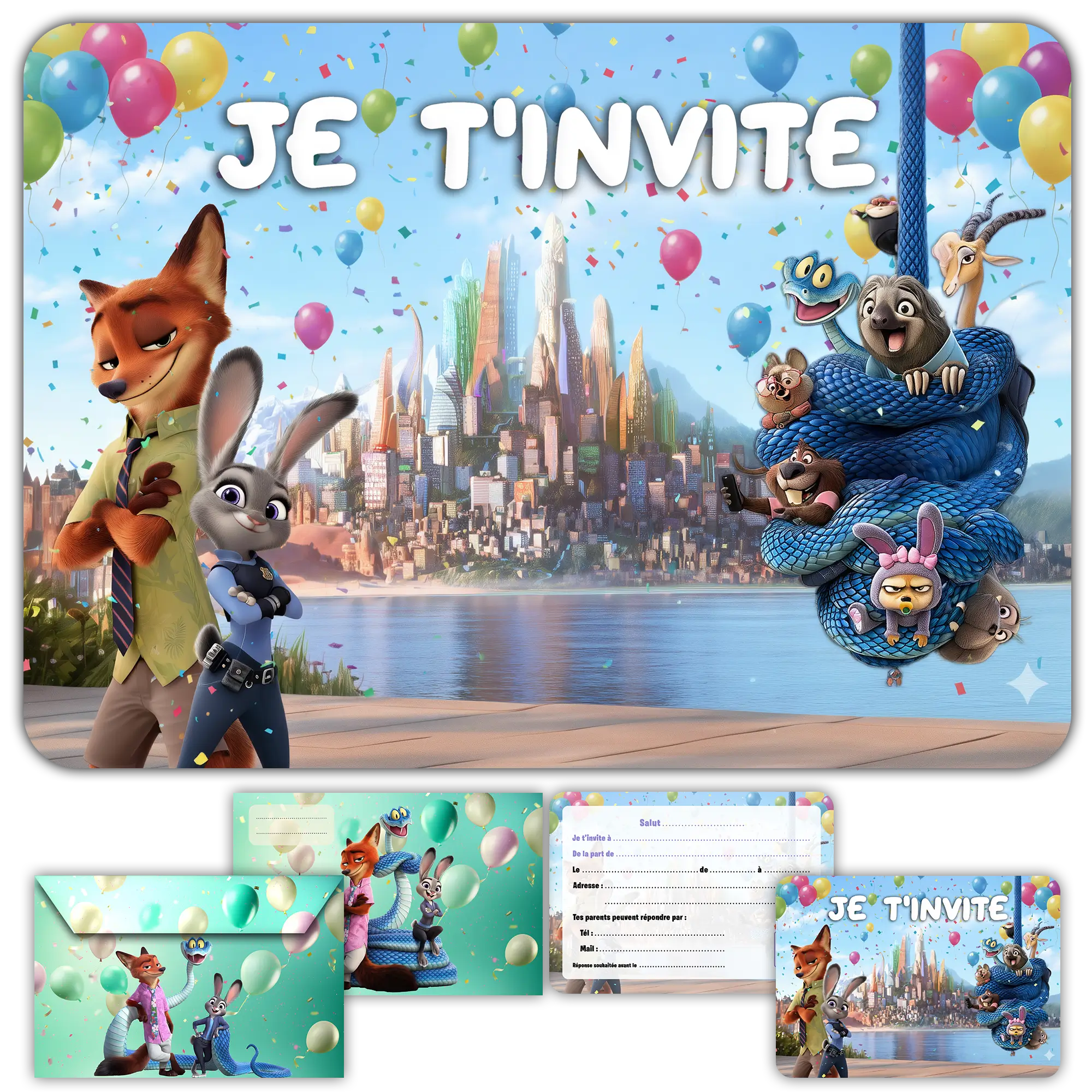 carte invitation anniversaire zootopie