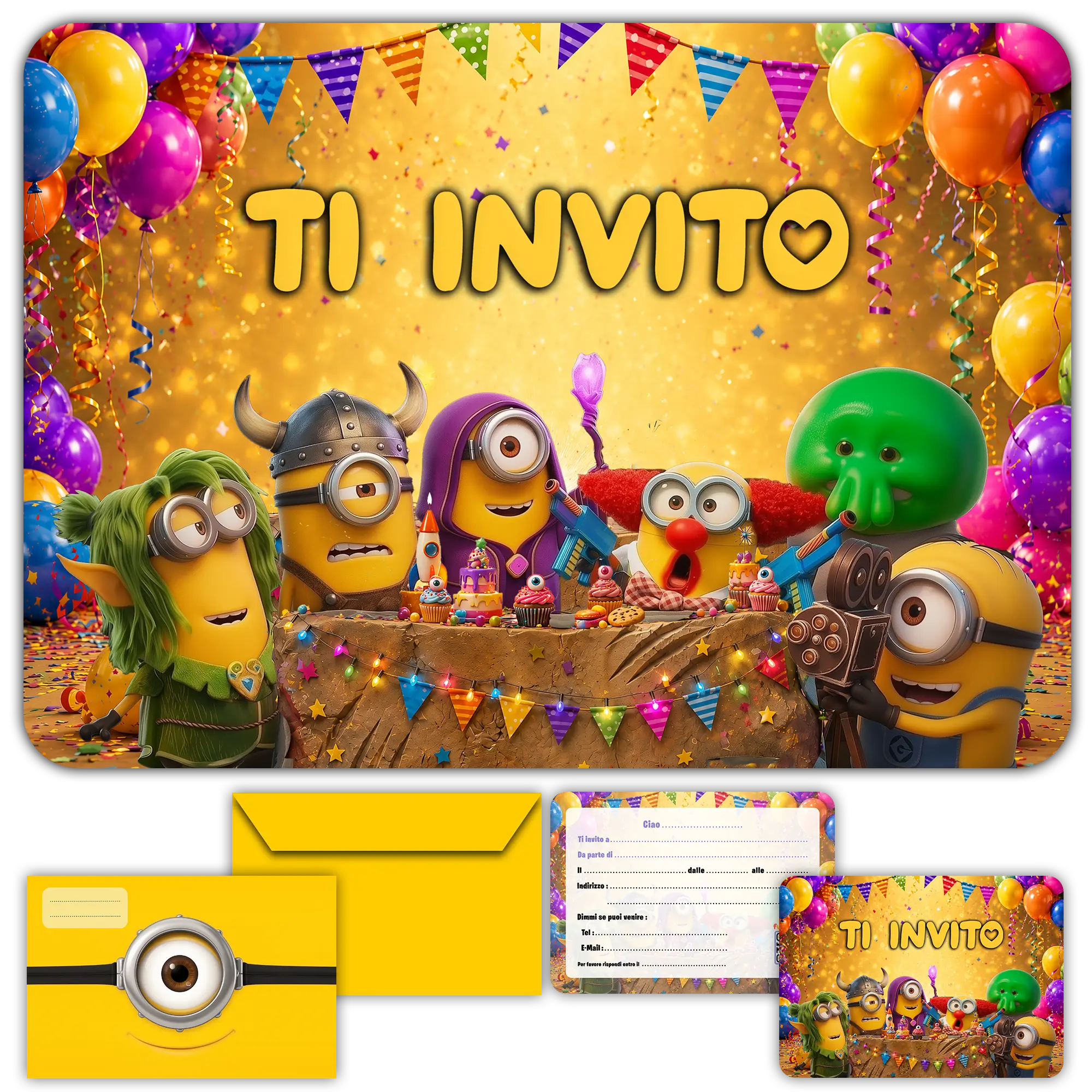 carte invitation anniversaire minions