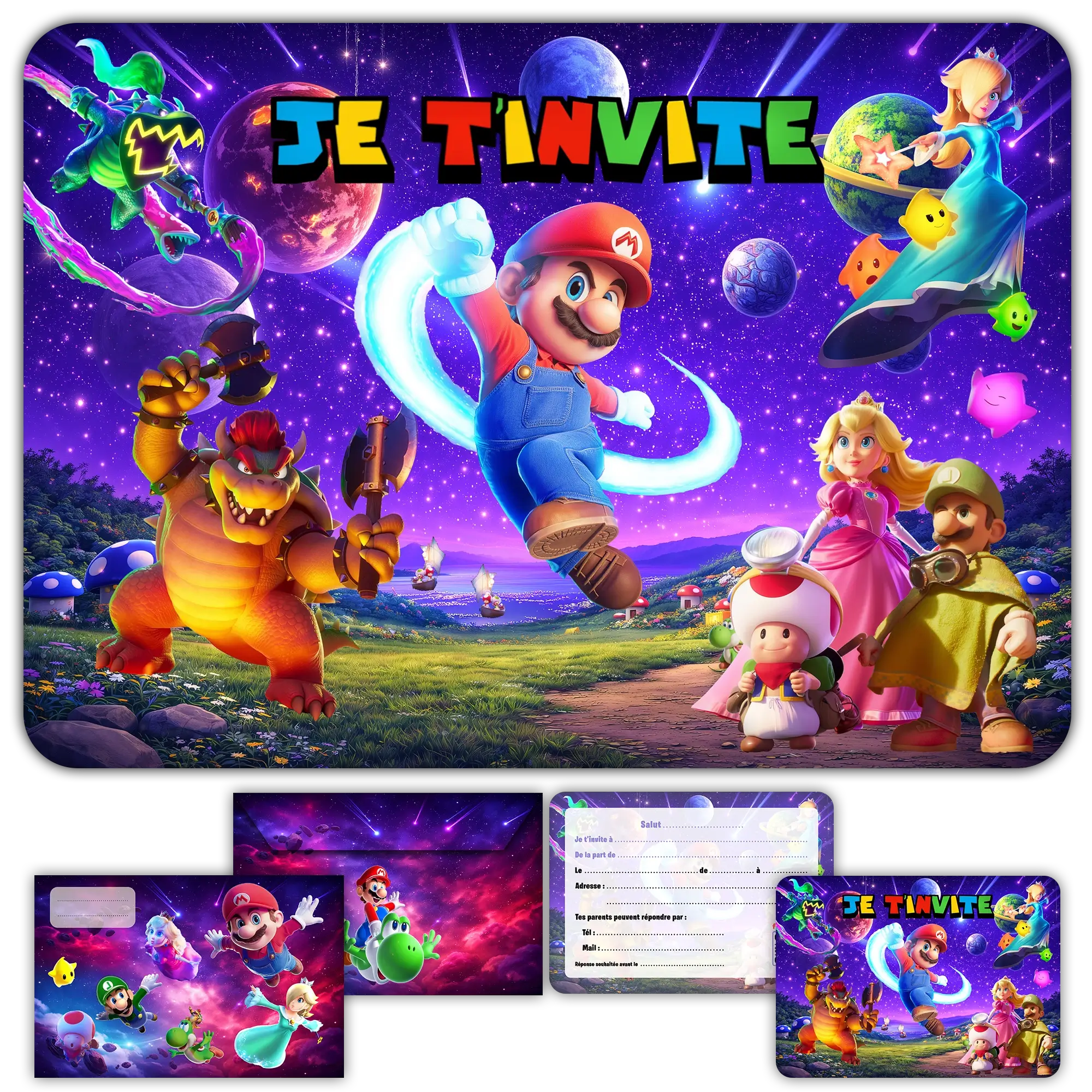 Carte invitation anniversaire fille gabby chat maison magique enfants