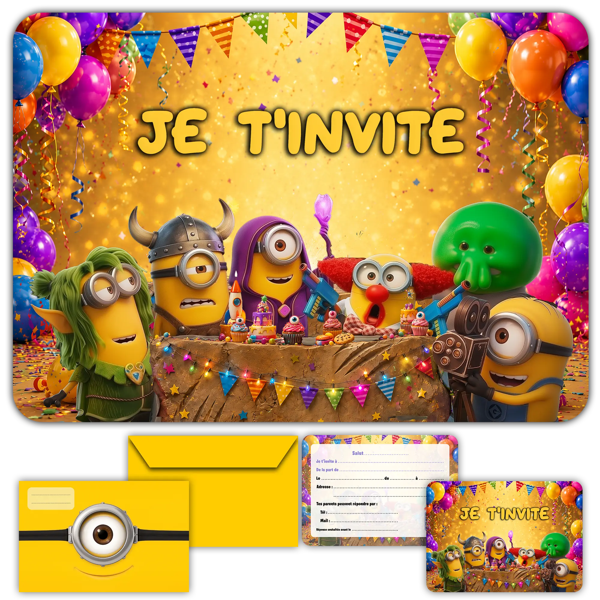 carte invitation anniversaire minions