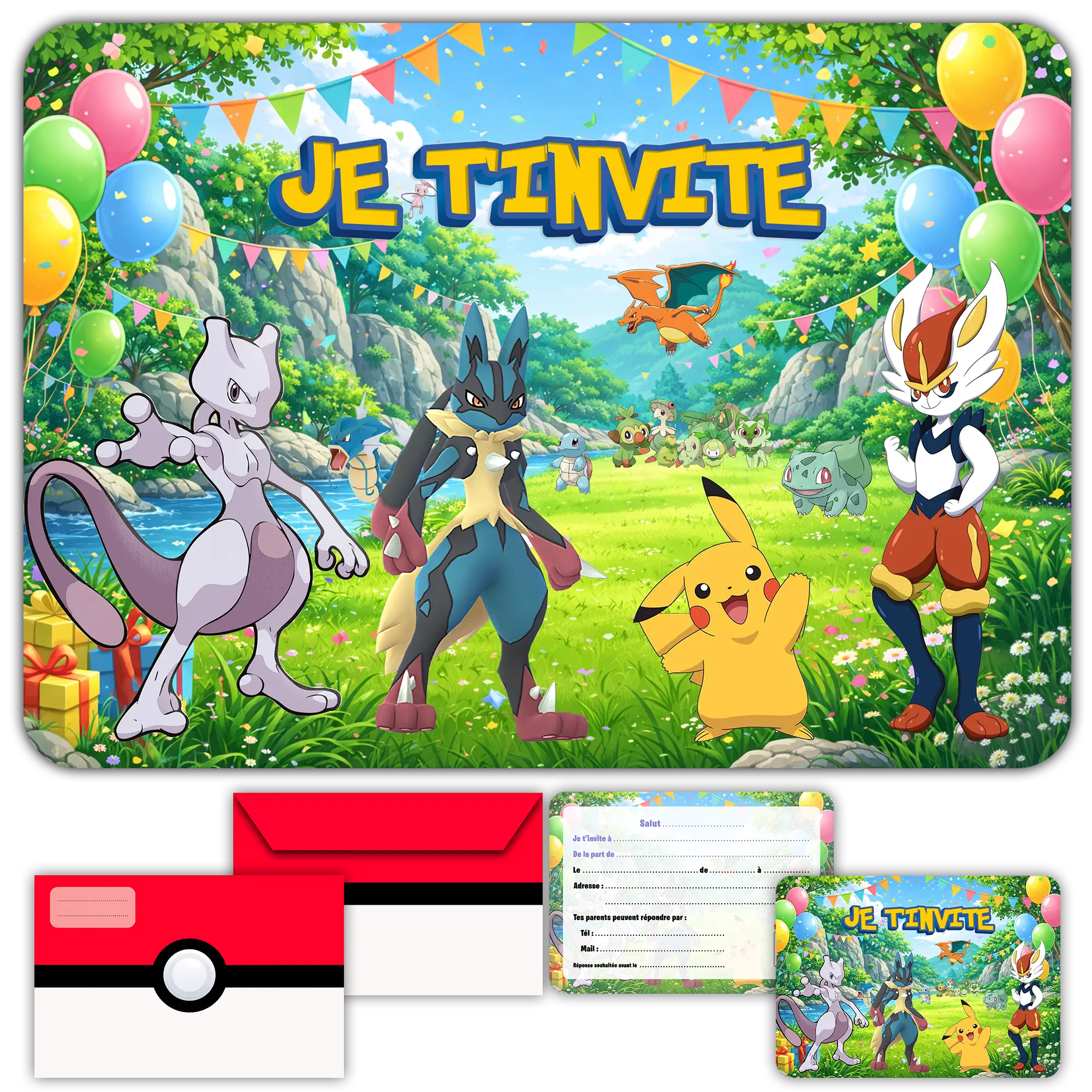 Carte invitation anniversaire fille gabby chat maison magique enfants