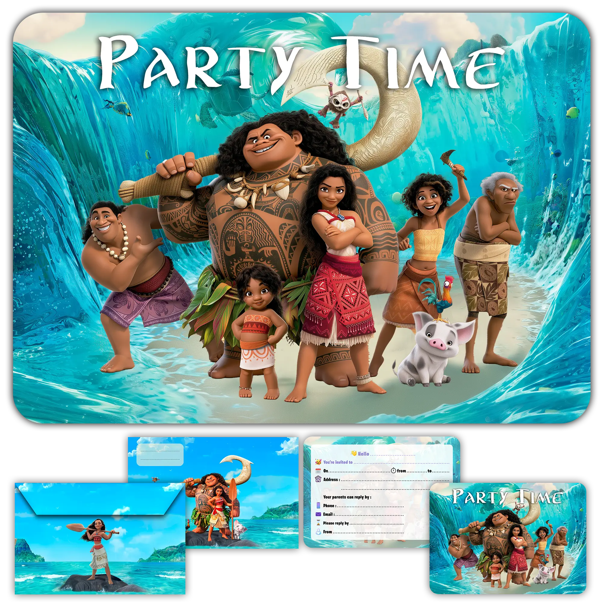 carte invitation anniversaire fille vaiana moana