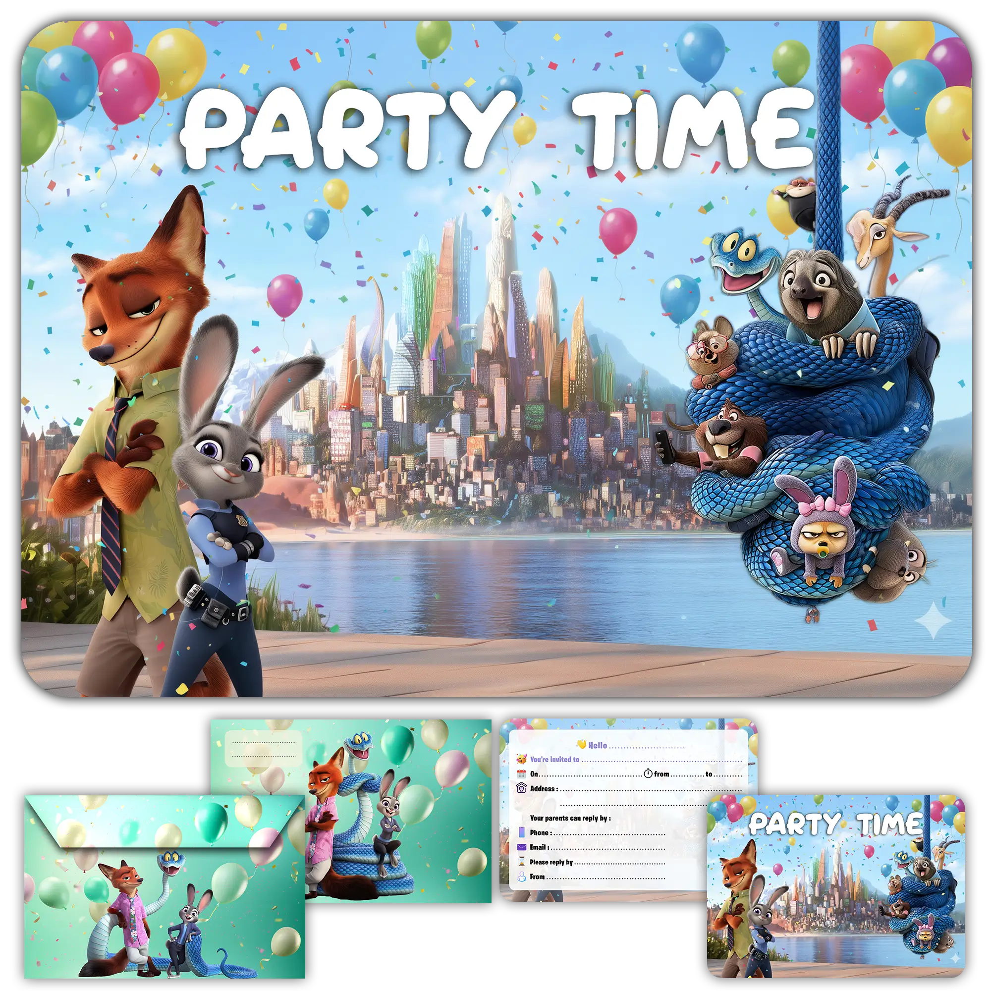 carte invitation anniversaire zootopie