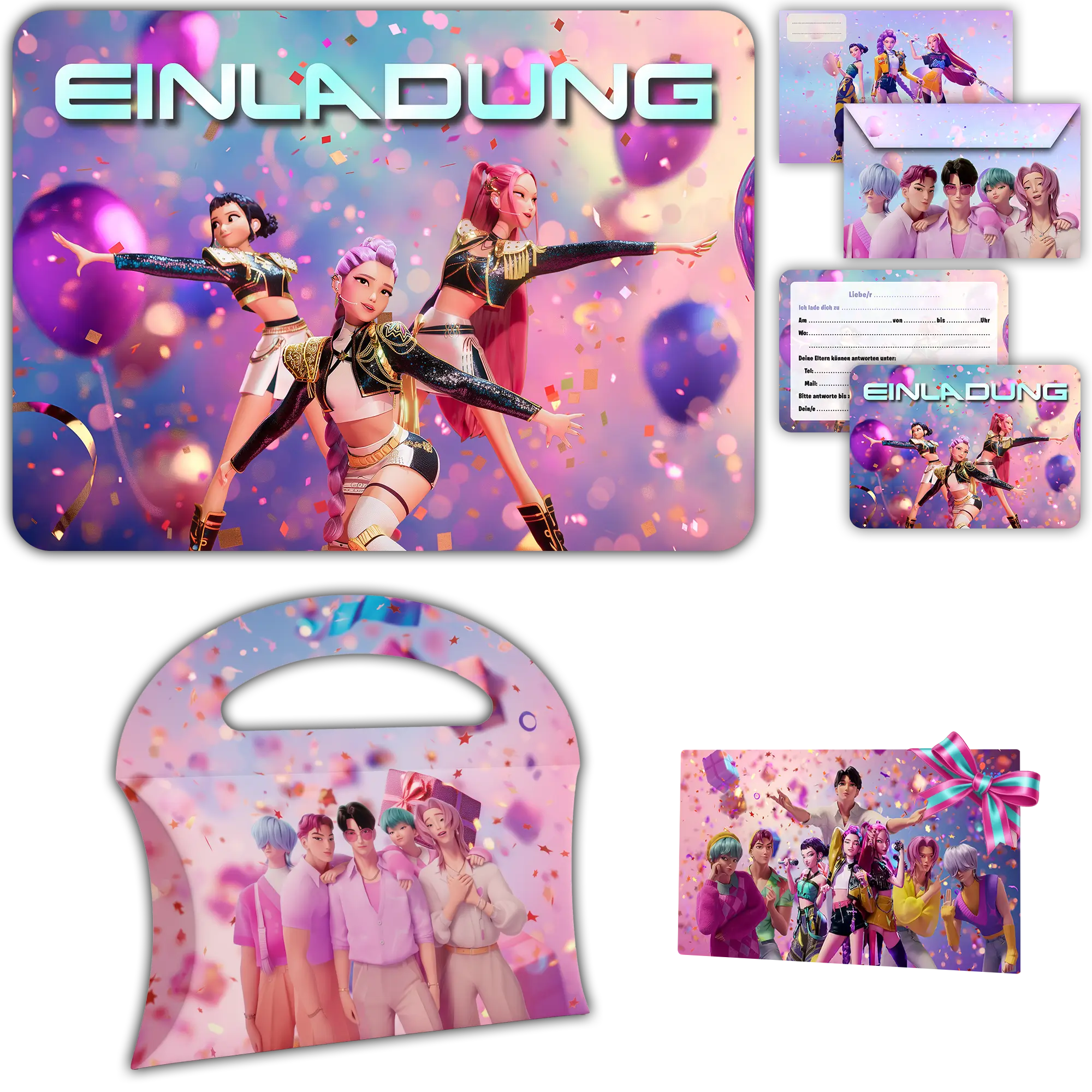 carte invitation anniversaire fille demon hunters kpop danse