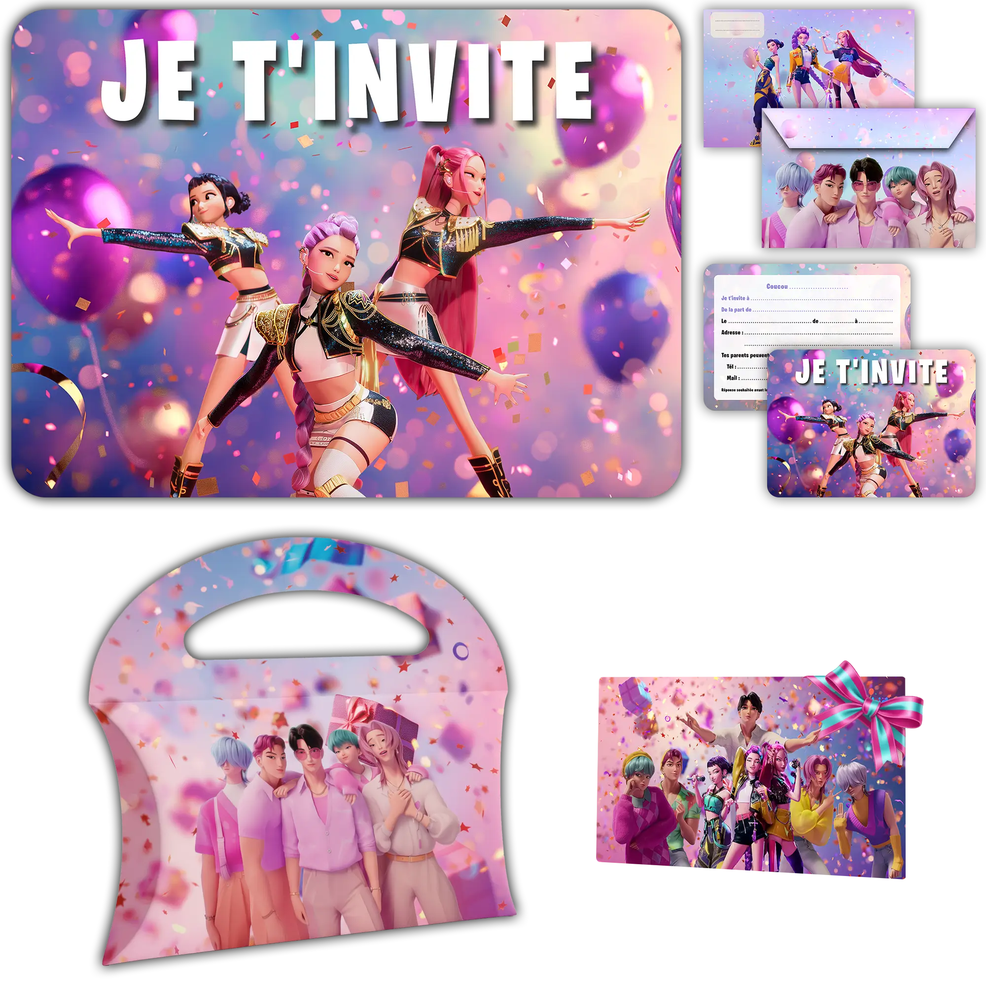 carte invitation anniversaire fille demon hunters kpop danse