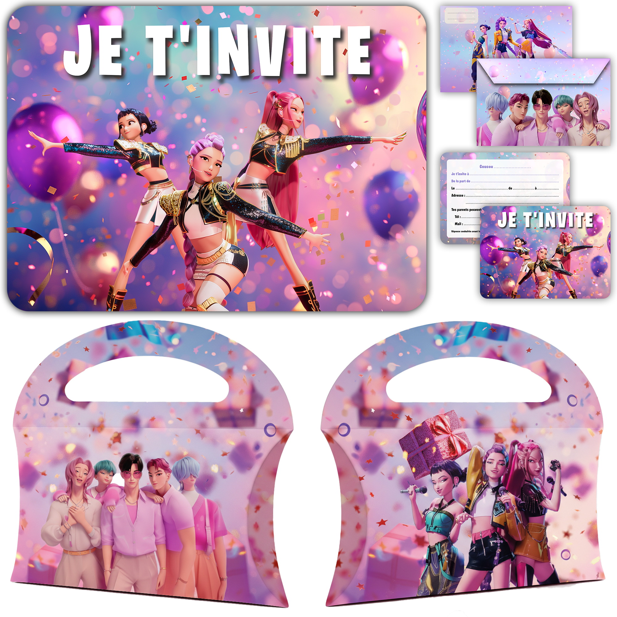 carte invitation anniversaire fille demon hunters kpop danse