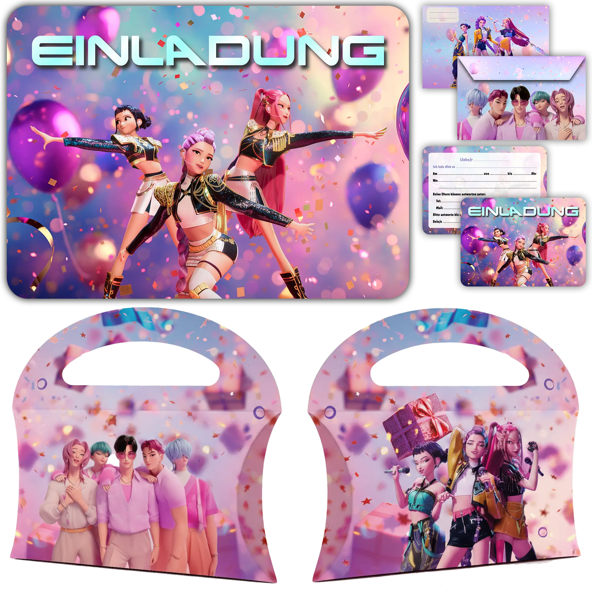 carte invitation anniversaire fille demon hunters kpop danse