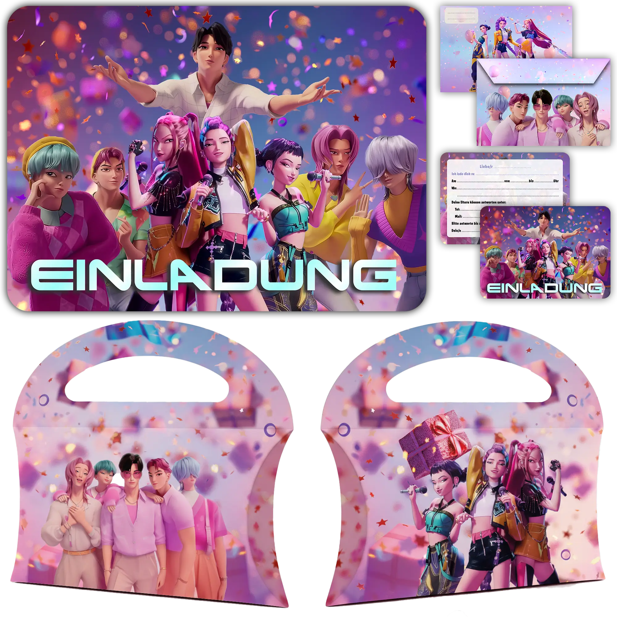 carte invitation anniversaire fille demon hunters kpop danse