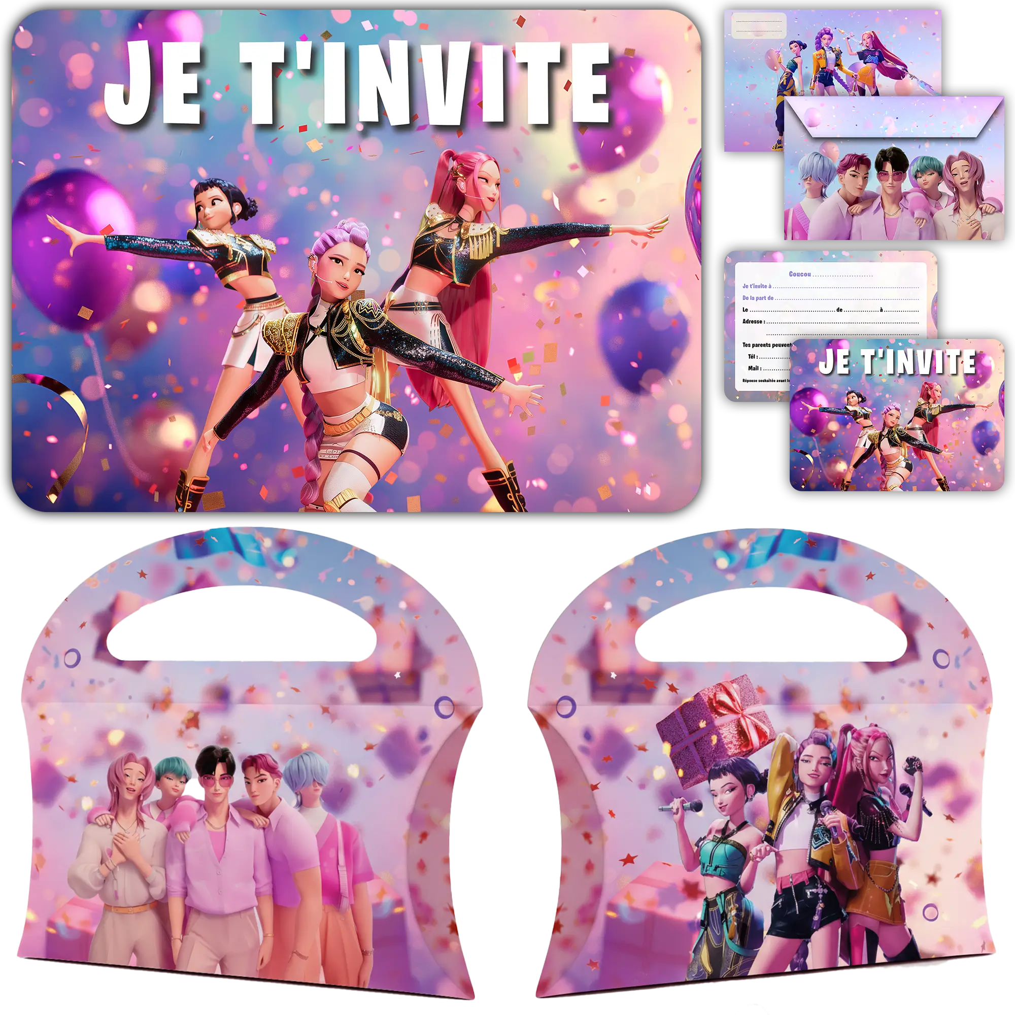 carte invitation anniversaire fille demon hunters kpop danse