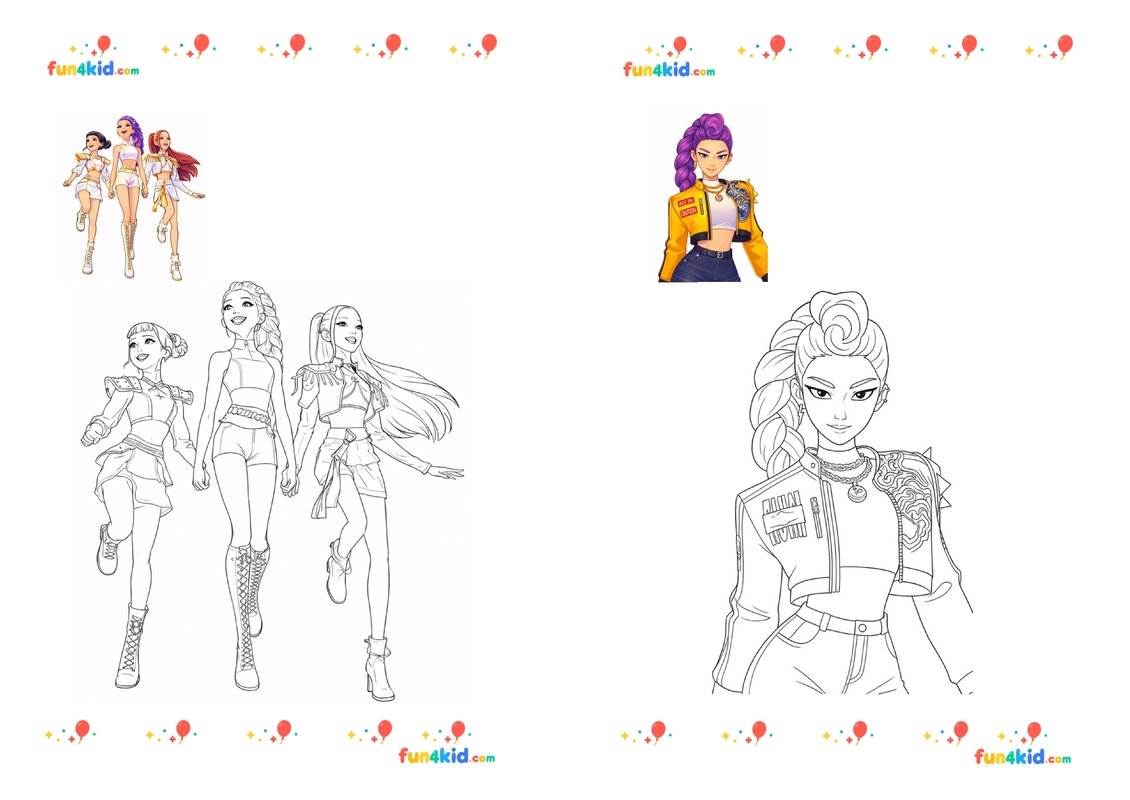 coloriage danse demon hunters fille kpop enfants